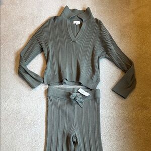 Lou Grey sage green two-piece sweater knit set